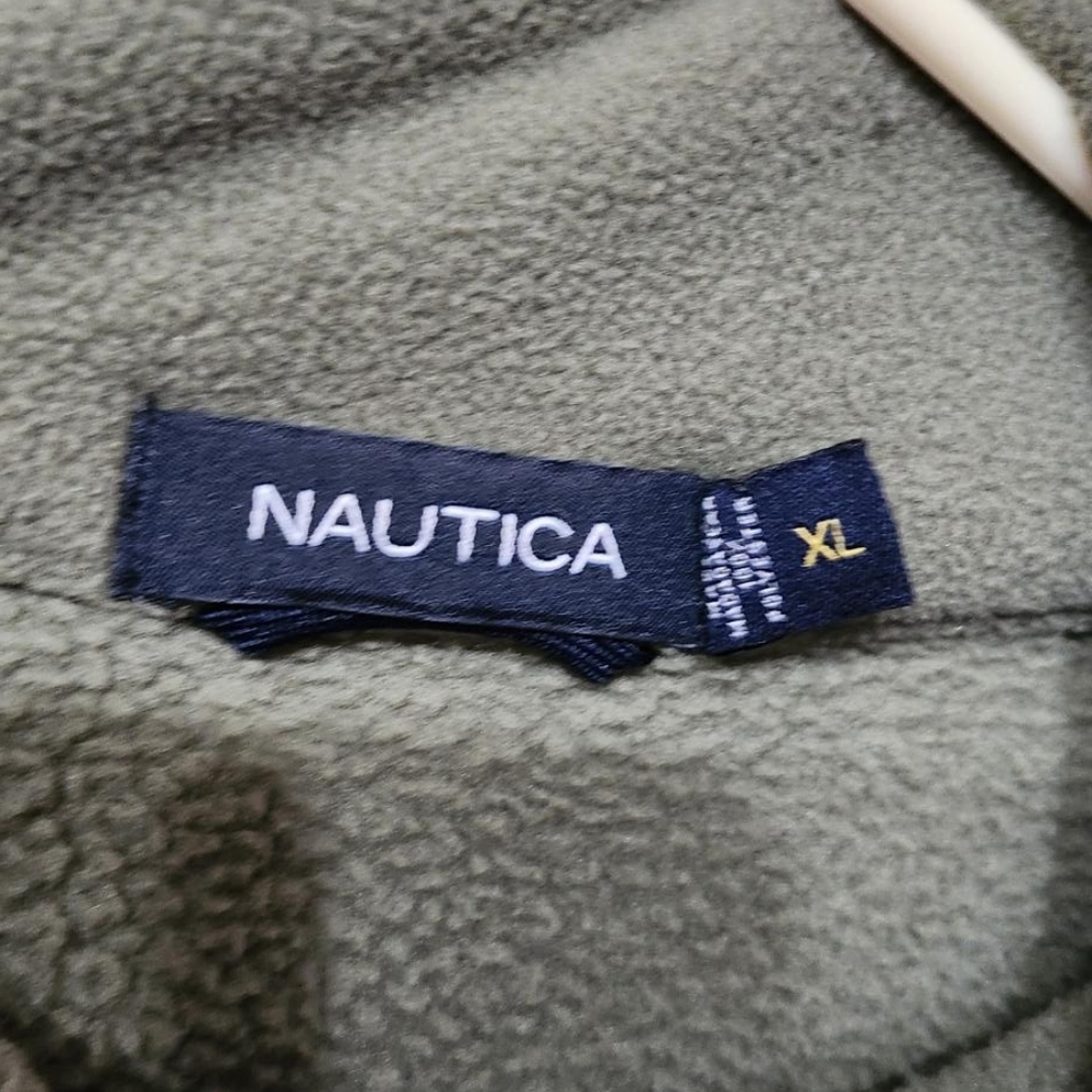 Nautica Green Zip Up Sweater with High Collar and Relaxed Fit Size XL - Picture 5 of 8